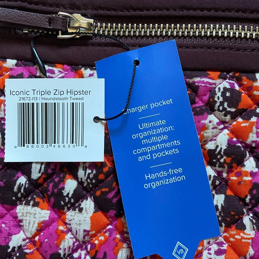 Vera Bradley iconic triple zip hipster